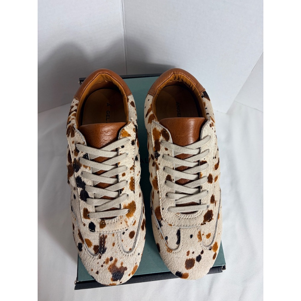 Angel Alarcon Womens Sneakers Pepper Combo Cow Print Calf Hair 8M 38 Luxury